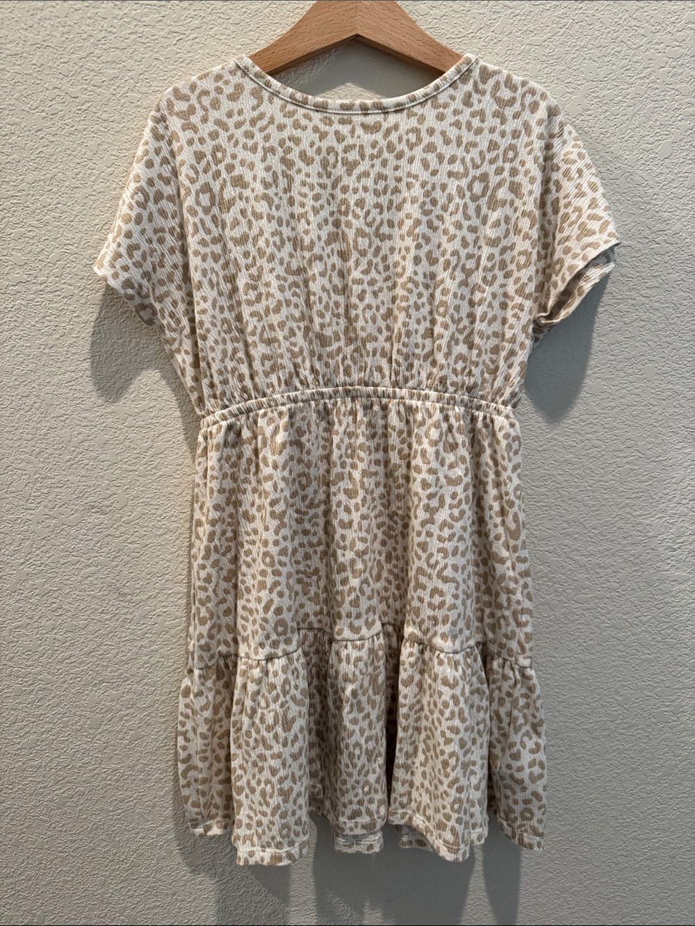 Crewcuts Beige Leopard-Print Tiered Casual Dress, Youth Size 8